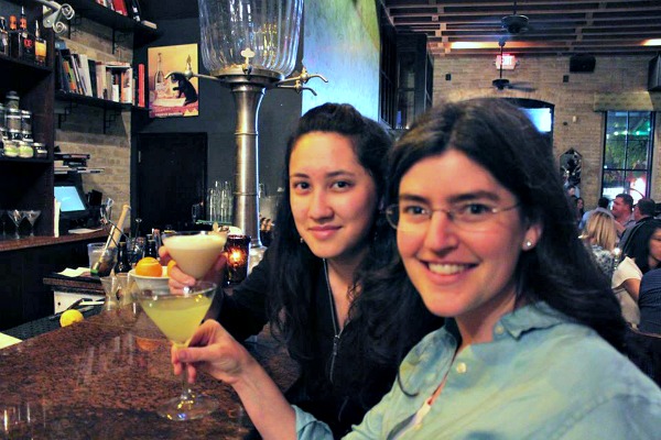 Courtney Polivka and me at a natural cocktail bar in Austin